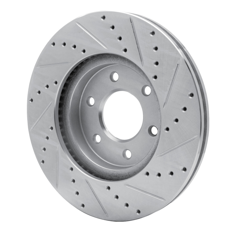Chevrolet Trailblazer Brake Rotor (1) - Front Left - R1 Concepts - Drilled & Slotted - Silver - `06-`09